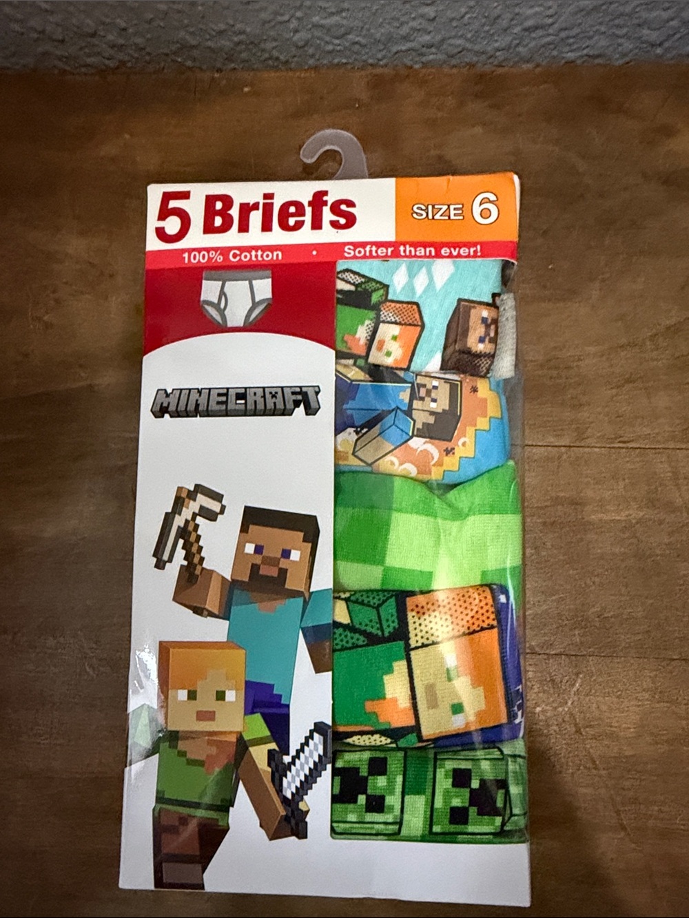 Minecraft Kids' Briefs 5-Pack - Green/Blue Graphics - Size 6